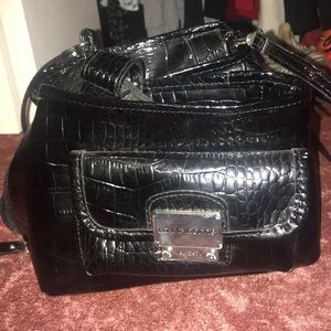 black leather purse